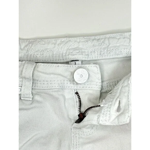 VANILLA STAR Jean Shorts Junior Teens Sz 1 White Distressed Cuffed Denim Frayed - Picture 2 of 7